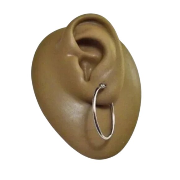 Thin Tube Hoops Pierced Post Studs Earrings Silver Vintage 1" 25mm - Picture 8 of 8